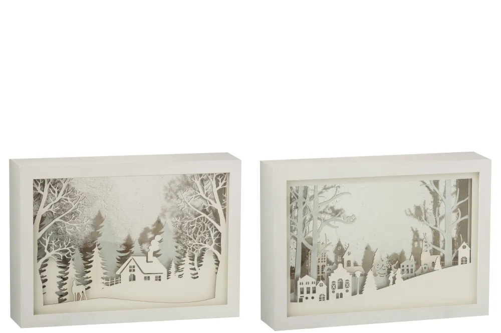 Frame Laag 3D Led Winter Pvc/Glas Zilver Assortiment Van 2