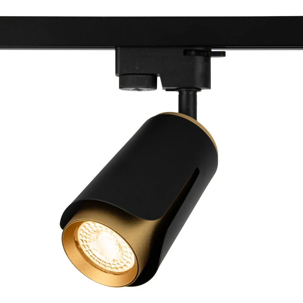 LED 1-Phasen-Schienenstrahler rund | GU10-Fassung | Schwarzes Gold