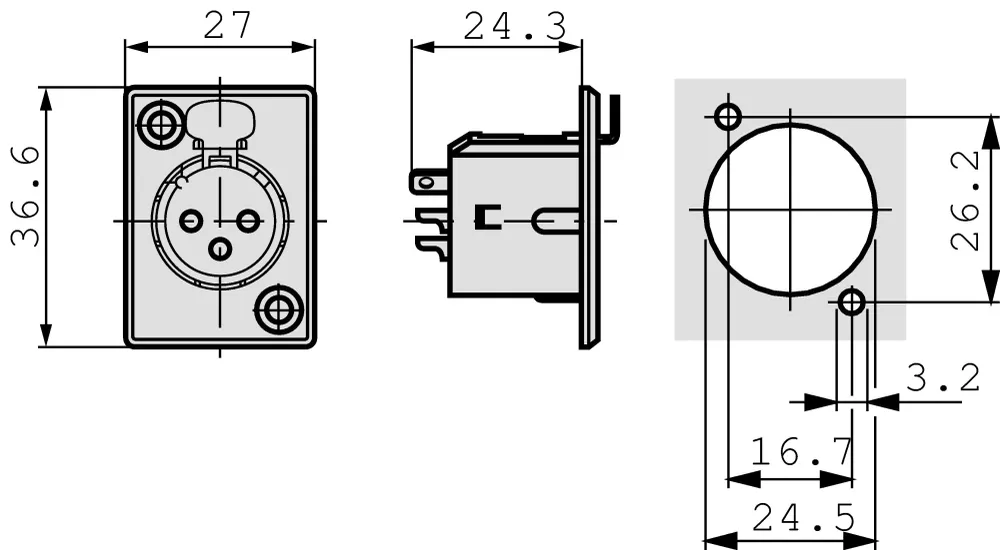 XLR Gerätebuchse 3 N/ P Lötanschluss vernickelt