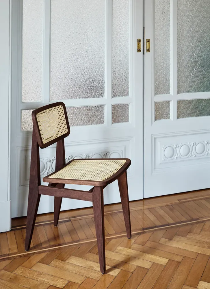 C-CHAIR Stuhl aus schwarzem Eichenholz mit Geflecht