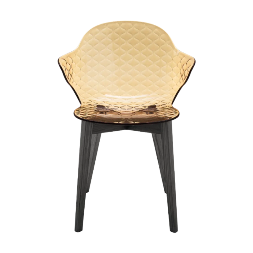 Stuhl SAINT TROPEZ mit braunem Sitz und schwarzem Holzgestell