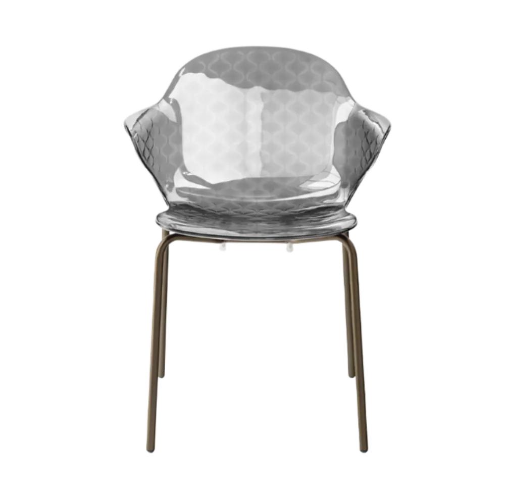 Stuhl SAINT TROPEZ mit grauem Sitz und braunem Metallgestell