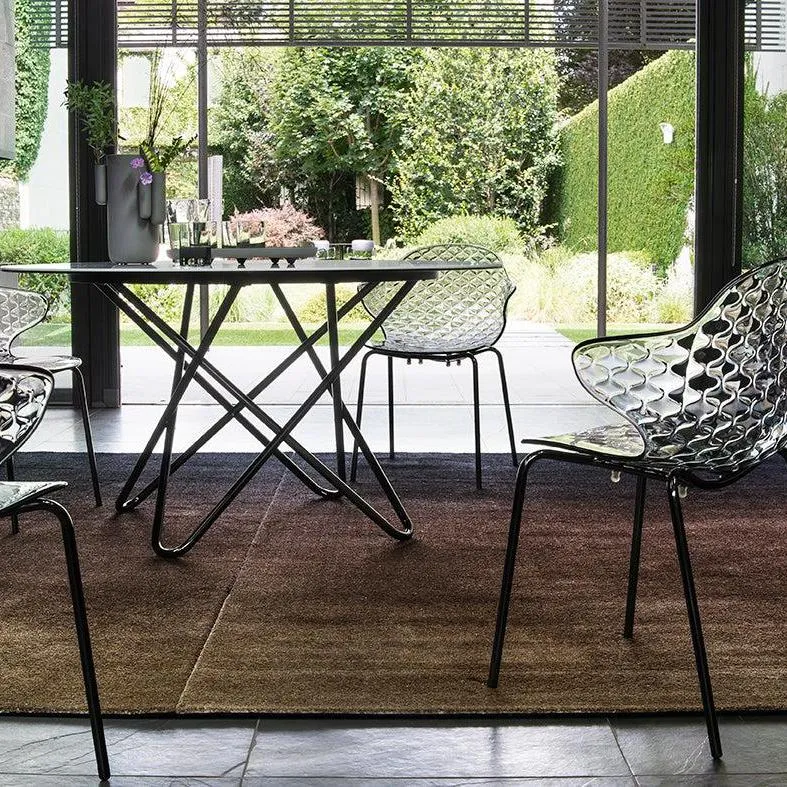 Stuhl SAINT TROPEZ mit grauem Sitz und braunem Metallgestell