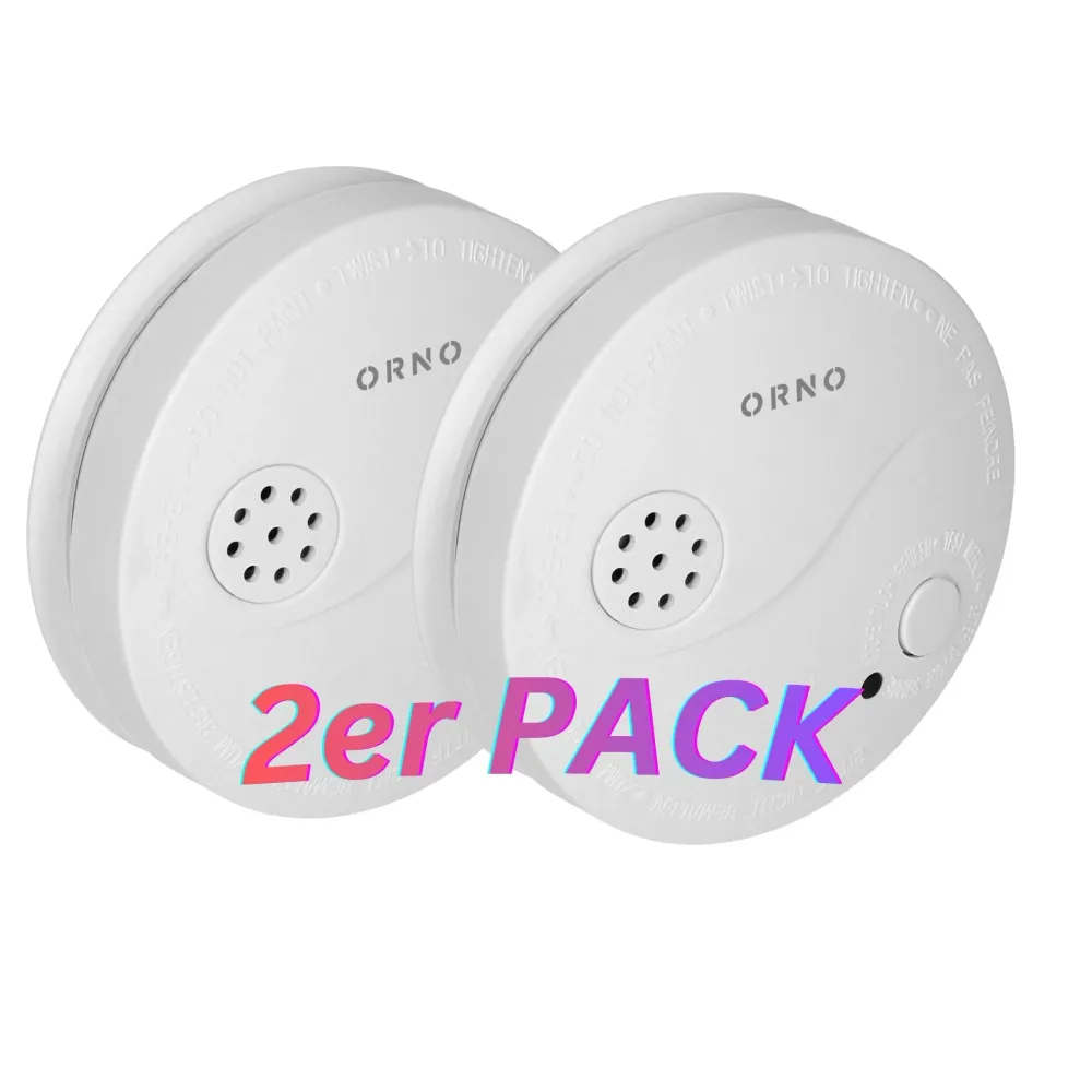 2x Orno Rauchmelder mit 9V Batterie Feuermelder-Set 10 Jahres Sensor 85dB EN 14604