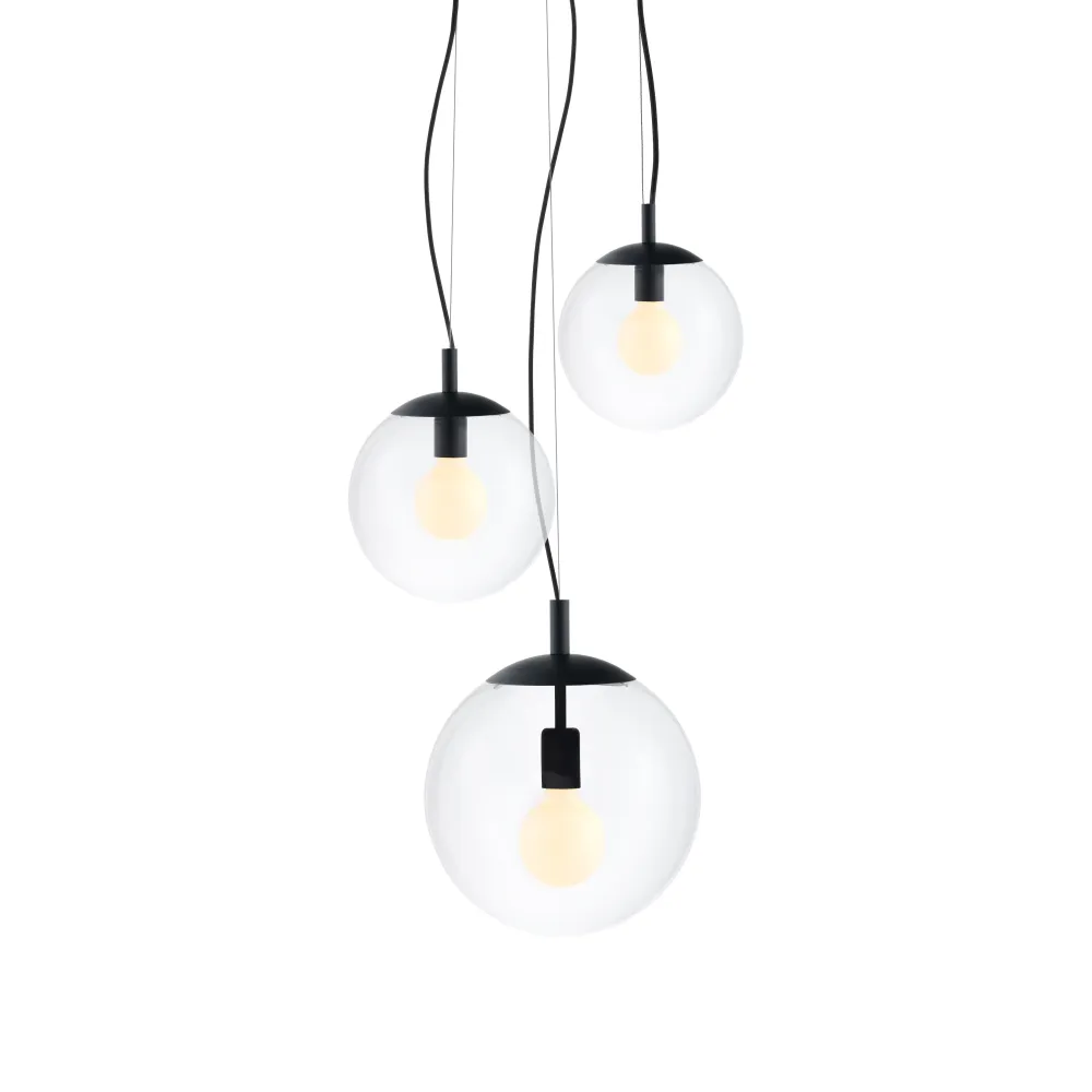 Deckenlampe ALUR 2 transparentes Glas mit schwarzer Oberfläche