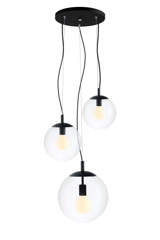Deckenlampe ALUR 2 transparentes Glas mit schwarzer Oberfläche