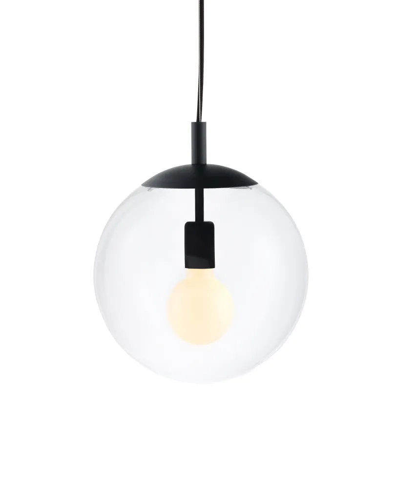Deckenlampe ALUR 2 transparentes Glas mit schwarzer Oberfläche