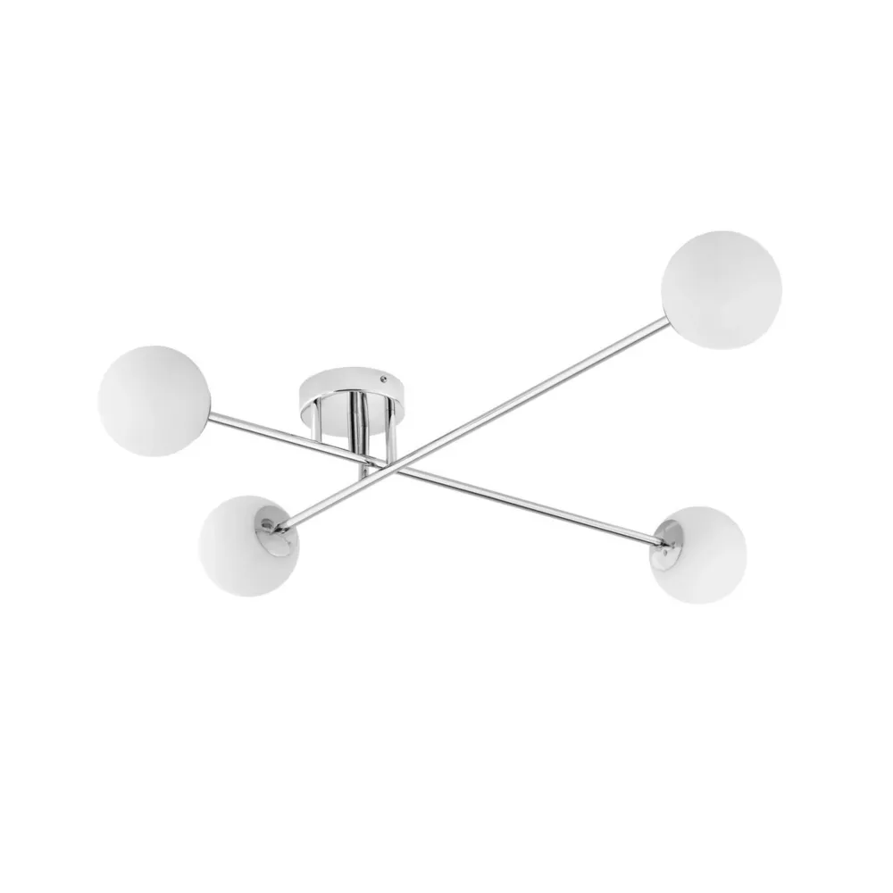Deckenlampe ASTRA 4 Chrom mit weißem Schirm