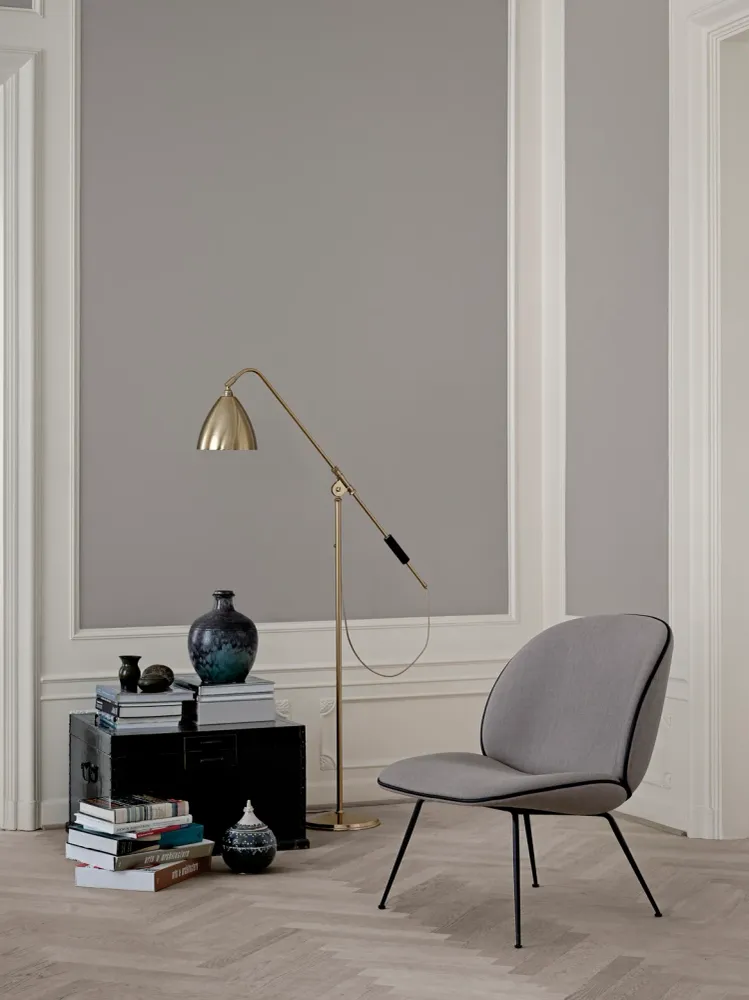 Stehlampe BESTLITE BL4 Messing mit grauem Schirm