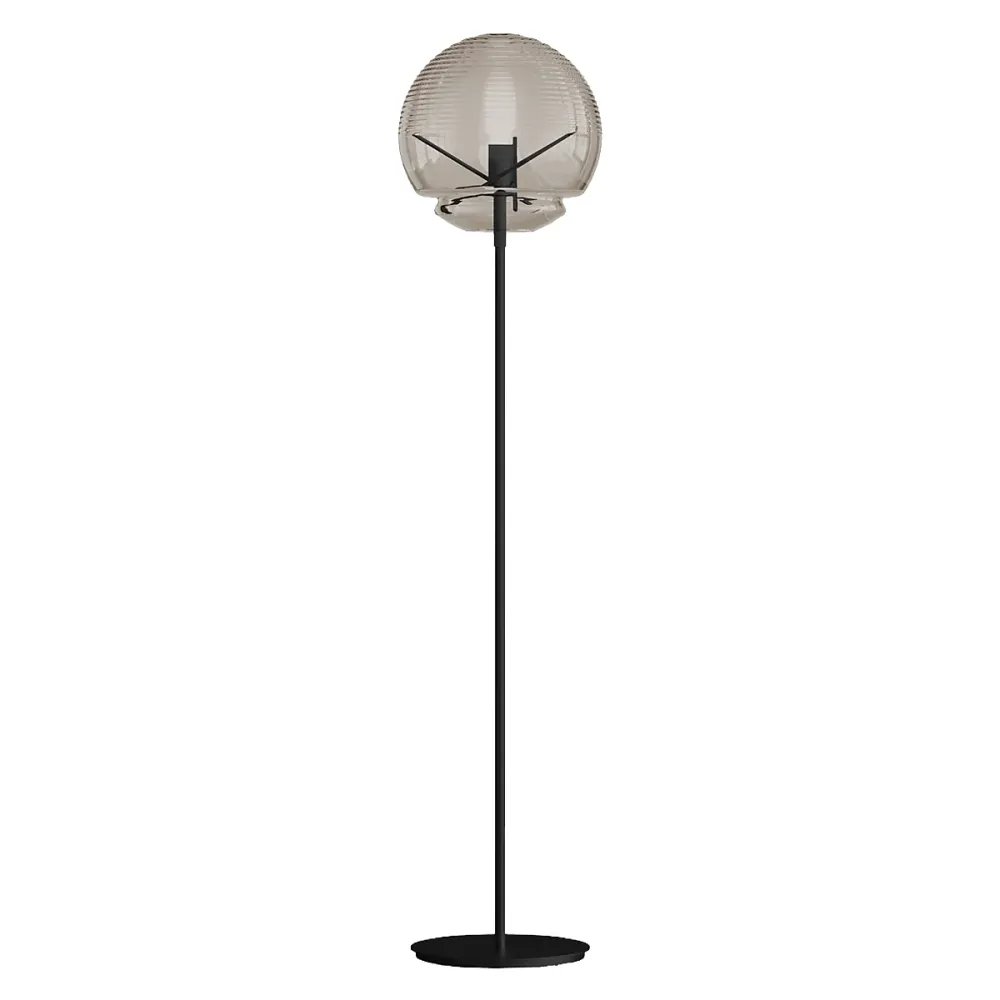 Stehlampe VITRUVIO schwarz mit Glas-Schirm