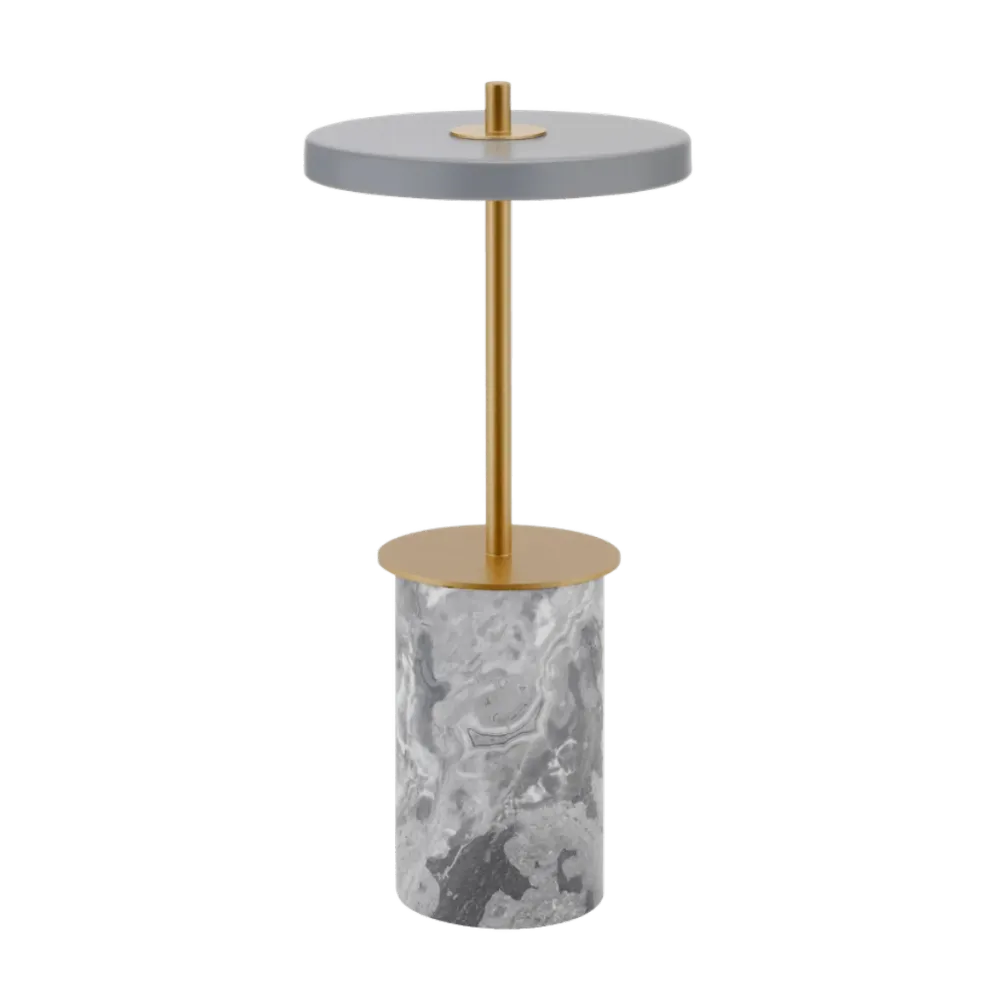 Tischlampe ASTERIA MOVE MINI grauer Marmor mit goldener Einlage