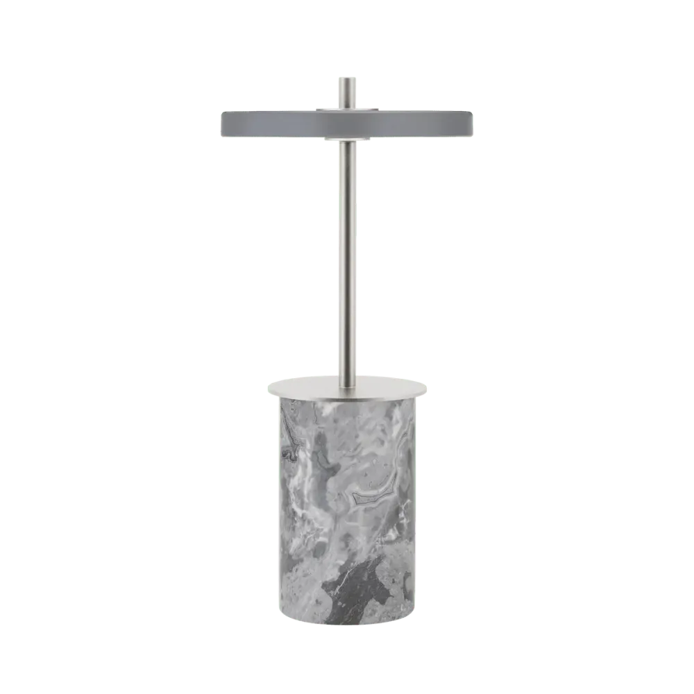 Tischlampe ASTERIA MOVE MINI grauer Marmor mit silbernem Einsatz