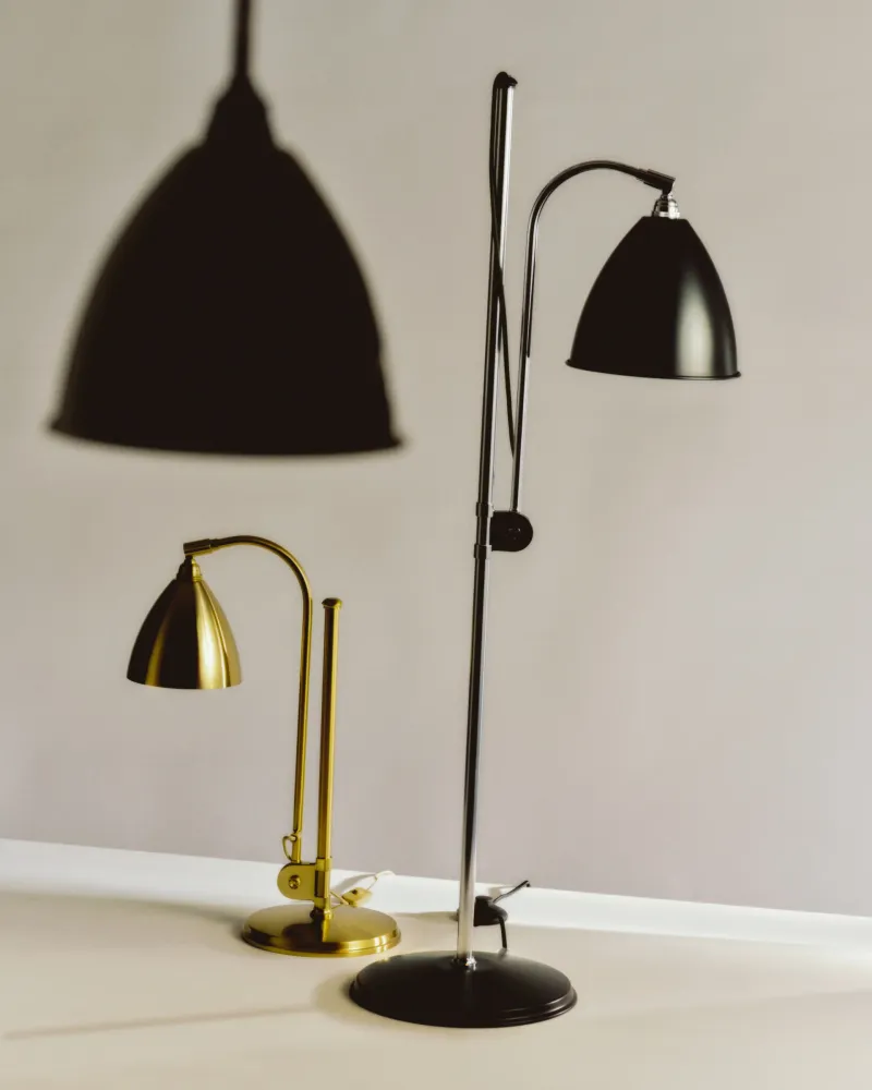 Tischlampe BESTLITE BL1 Chrom mit cremefarbenem Schirm