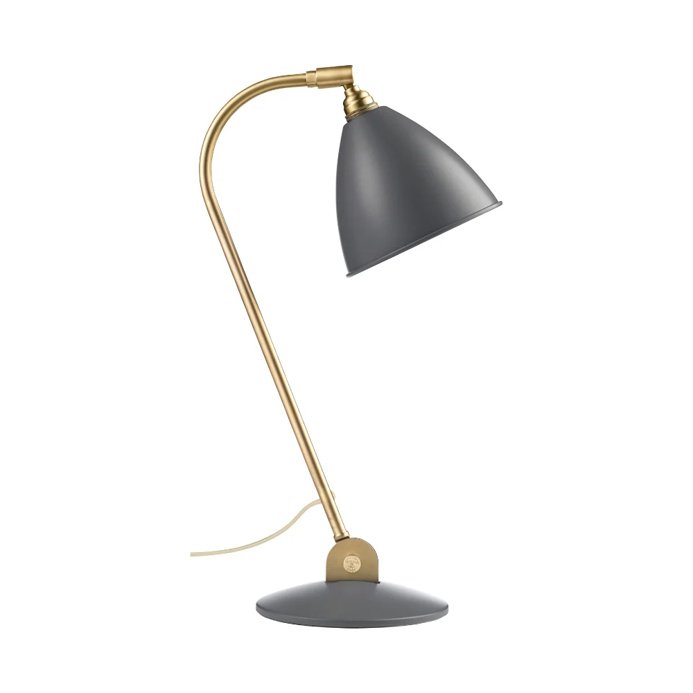 Tischlampe BESTLITE BL2 Messing mit grauem Schirm