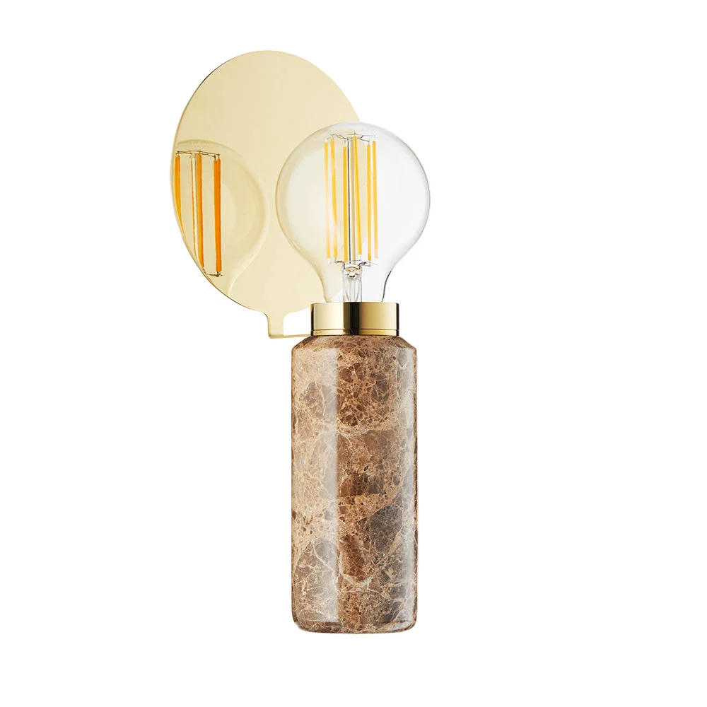 Tischlampe BLINDSPOT brauner Marmor mit messingfarbener Oberfläche