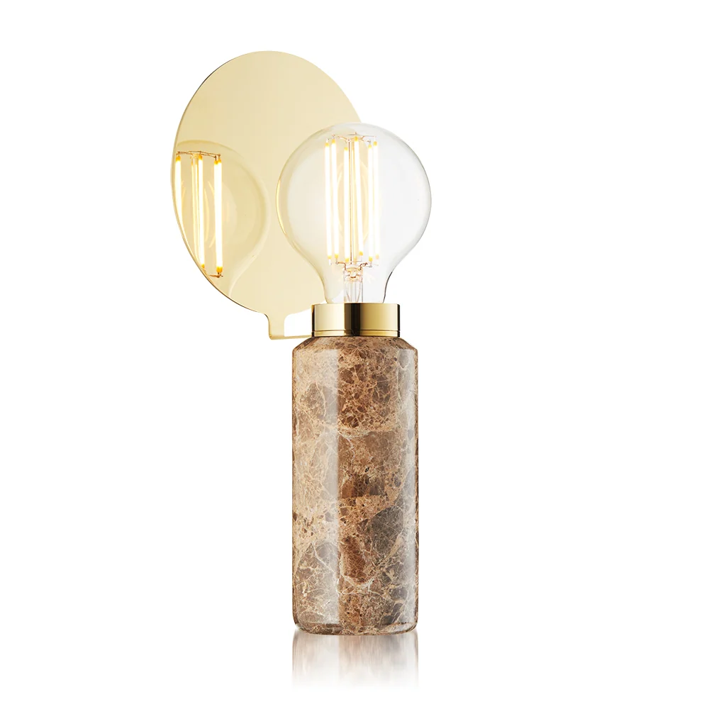 Tischlampe BLINDSPOT brauner Marmor mit messingfarbener Oberfläche