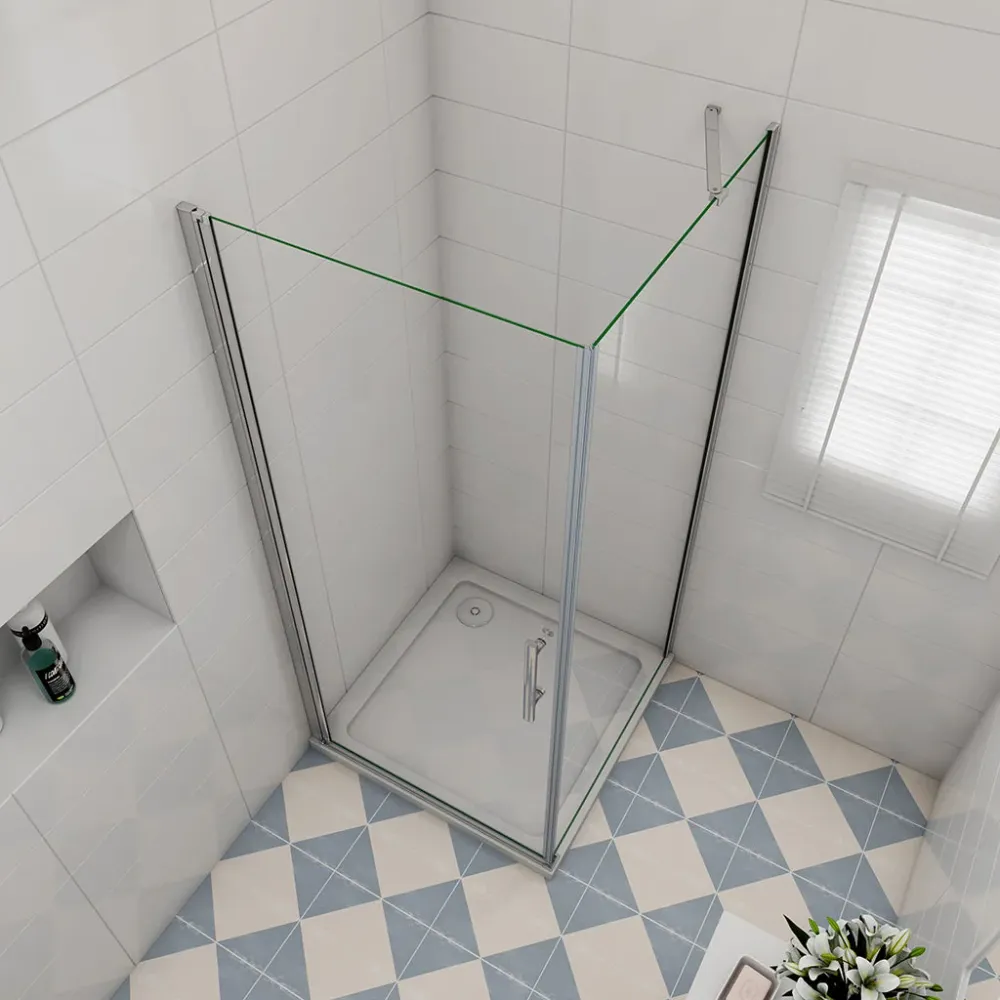 Duschabtrennung 100x100 x H. 185 cm Drehtür Dusche mit Seitenwand + Duschtasse+ablaufgarnitur Duschkabine