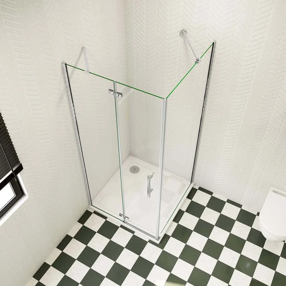 Duschkabine 100x80 x H. 185 cm Drehtür Duschtür mit Seitenwand + Duschwanne Duschabtrennung Glasdusche