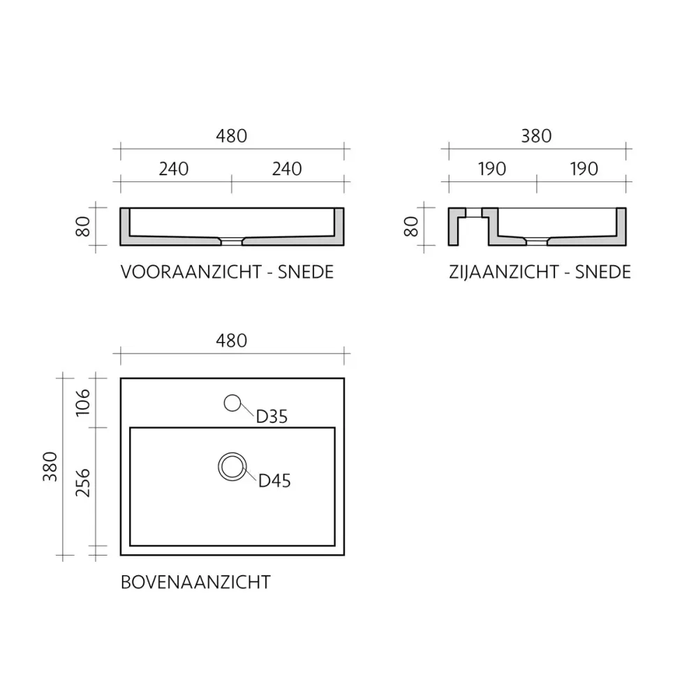 Lavabo George aus schwarzem Marmor – mit Hahnloch