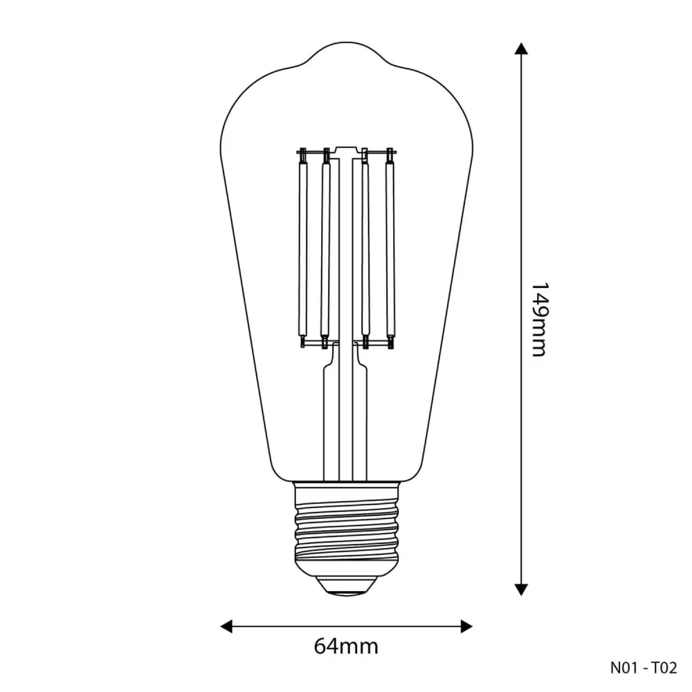 LED-Lampe Transparent Edison ST64 7W 806Lm E27 3500K Dimmbar – N02