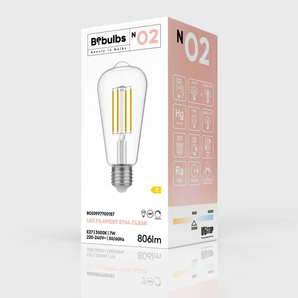 LED-Lampe Transparent Edison ST64 7W 806Lm E27 3500K Dimmbar – N02