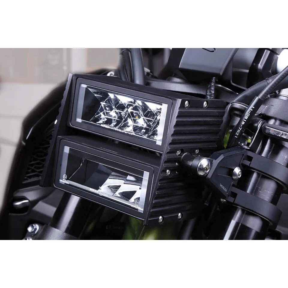 HIGHSIDER Ultimate Motorrad LED Scheinwerfer mit Wave-Halter Side-Mount