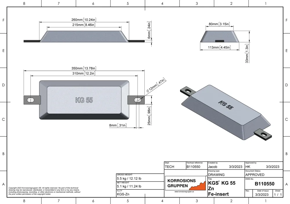 Zinkanode TYP 55 AL, B110555