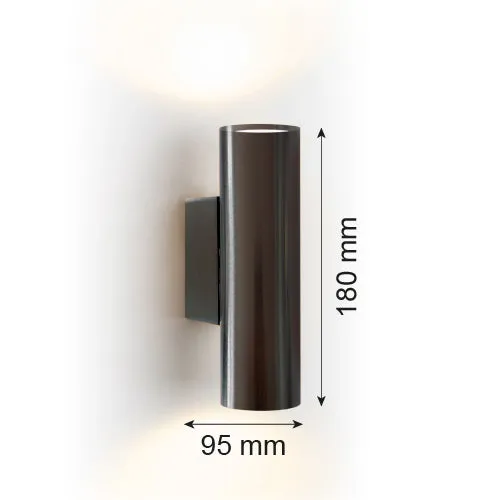 Argon Mitos Plus 2L Wandleuchte mit Waschmittelfassung, GU10, Höhe 18 cm Brushed