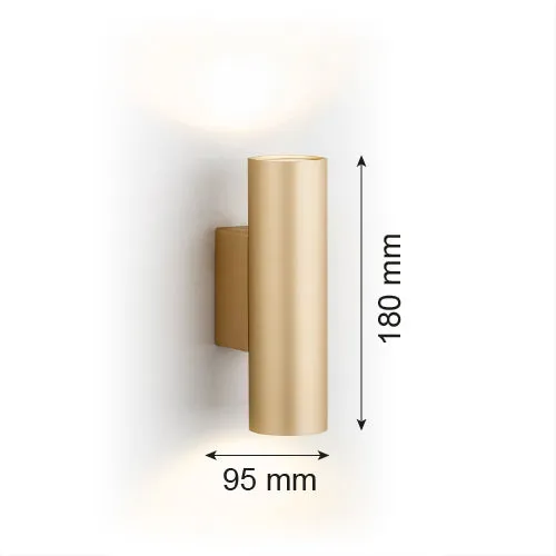 Argon Mitos Plus 2L Wandleuchte mit Waschmittelfassung, GU10, Höhe 18 cm Brushed