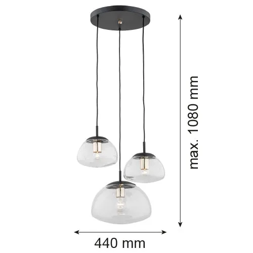 Argon Trini 3L Pendelleuchte E27 H 108cm