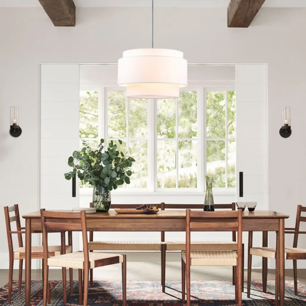 Alfheim gestufte Leinen-Trommel-Pendelleuchte At Ease Home Life