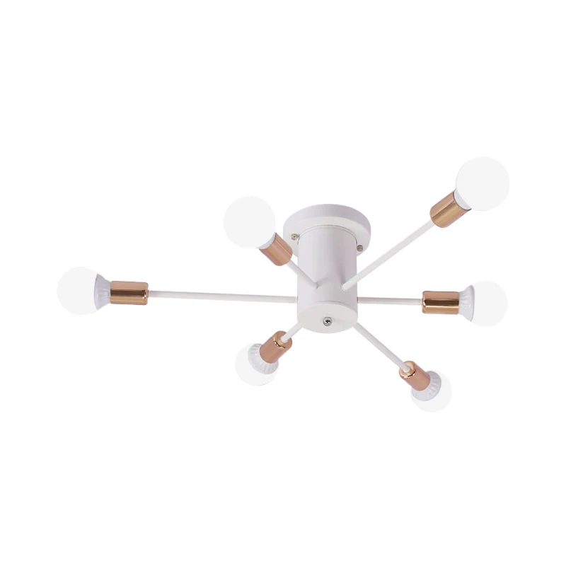 6/8/10 Heads Sputnik Semi Mount Lighting Zeitgenössische Deckenleuchte aus Metall Schwarz/Weiß/Gold für Schlafzimmer Clear...