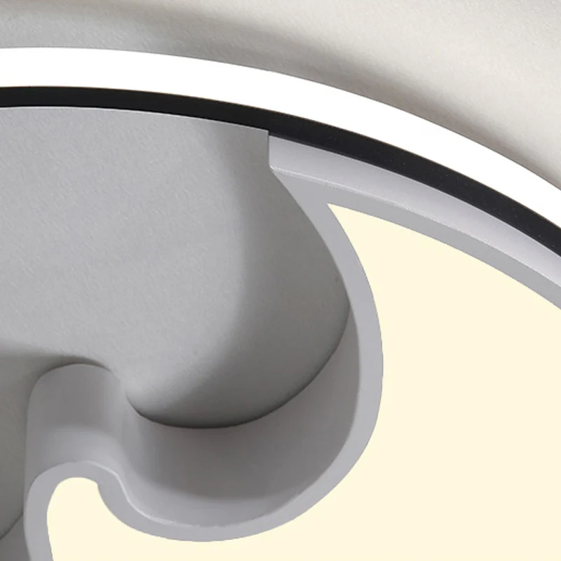 Circle Study Room Flush Deckenleuchte mit Halbmond-Acryl-Deckenleuchte im einfachen Stil Weiß Clearhalo