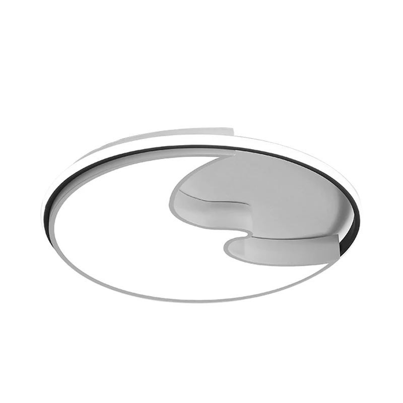 Circle Study Room Flush Deckenleuchte mit Halbmond-Acryl-Deckenleuchte im einfachen Stil Weiß Clearhalo