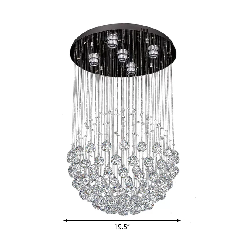 Crystal Sphere Deckenleuchte Glam Modern 5 Lichter Edelstahl Unterputzbeleuchtung Clearhalo