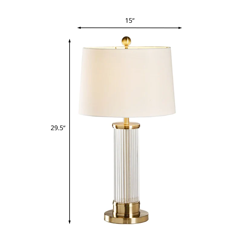 1 leichte Trommel-Arbeitsbeleuchtung, traditionelle Leselampe aus weißem Stoff für Schlafzimmer, 14"/15" breit Clearhalo