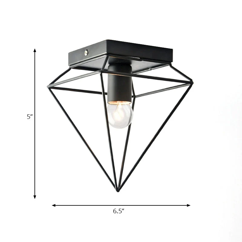 1 Light Cage Diamond Unterputz-Deckenleuchte Loft Stilvolle Schwarz/Weiß-Metallic-Deckenleuchte für Arbeitszimmer Clearhalo