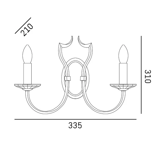 Wandleuchte CosmoLight RIGA 2L E14, B 33,5 cm