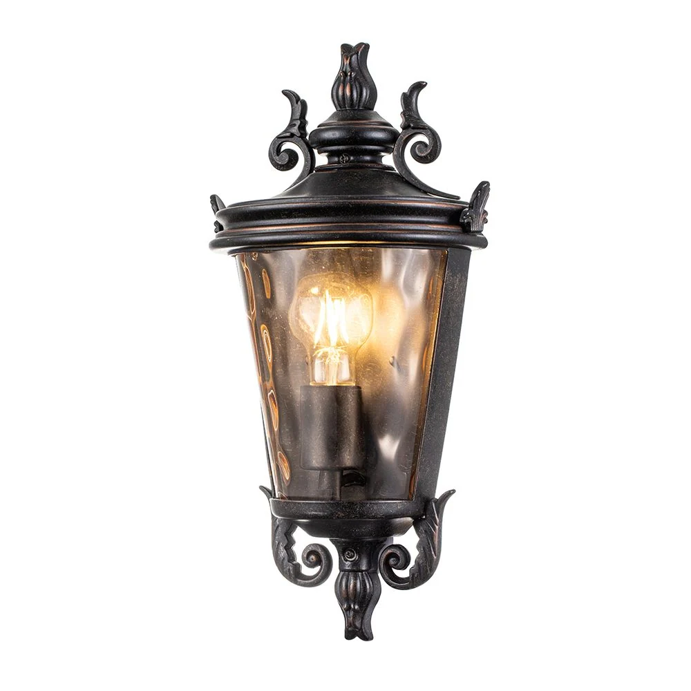 Außenwandleuchte Elstead Lighting (BT7-M) Baltimore Aluminium, bernsteinfarbenes Glas E27