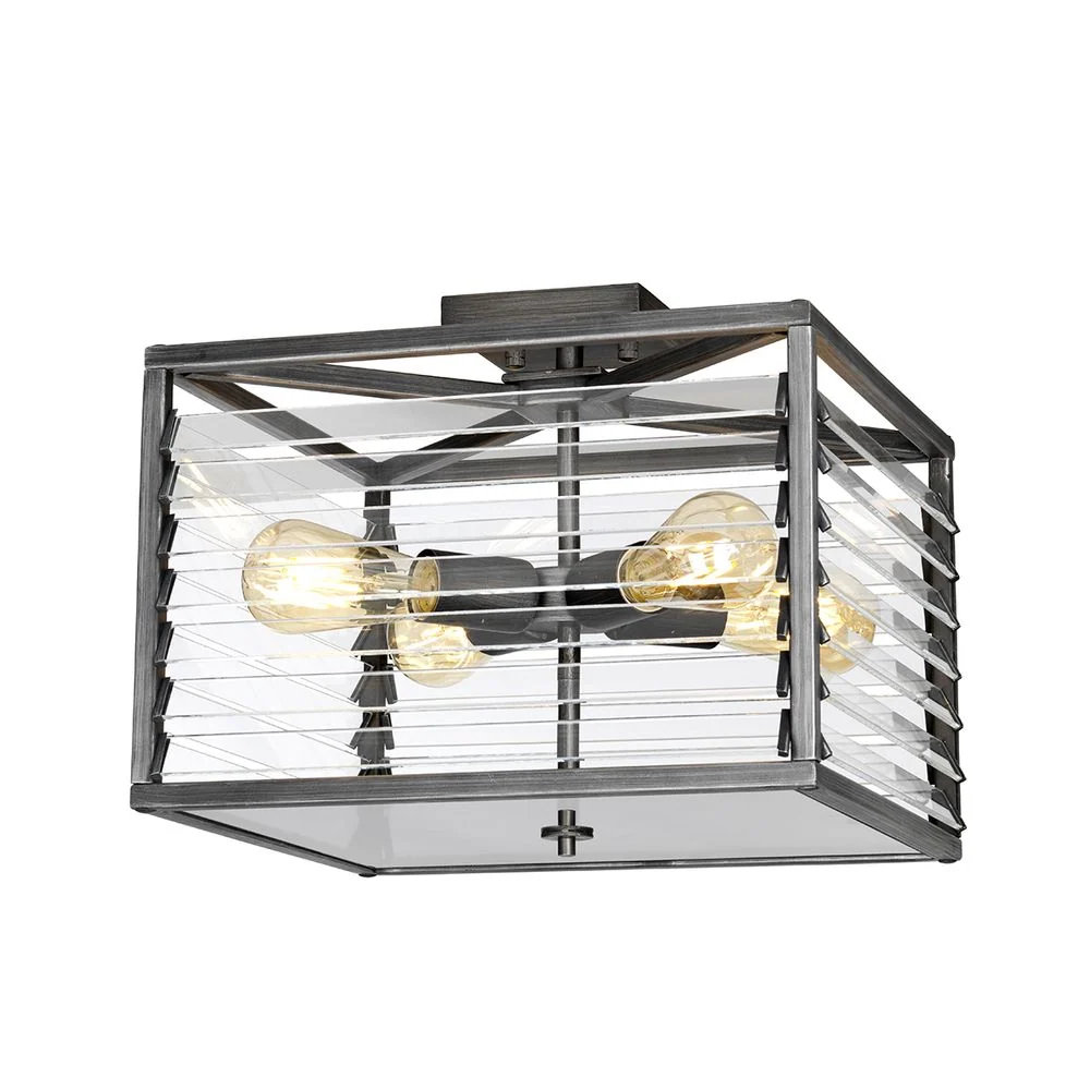 Elstead Lighting Einbauleuchte (LOUVRE-4F) Lamellen-Stahl, Glas E27 4L
