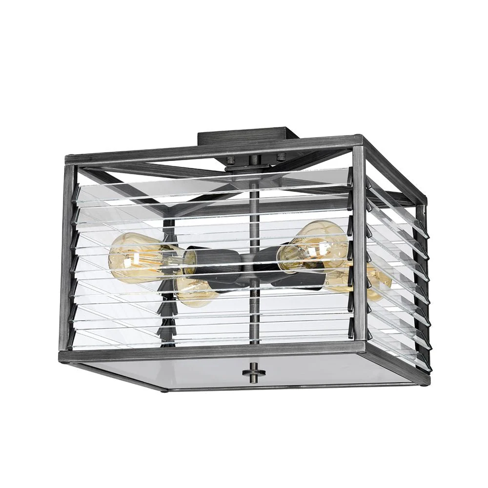 Elstead Lighting Einbauleuchte (LOUVRE-4F) Lamellen-Stahl, Glas E27 4L
