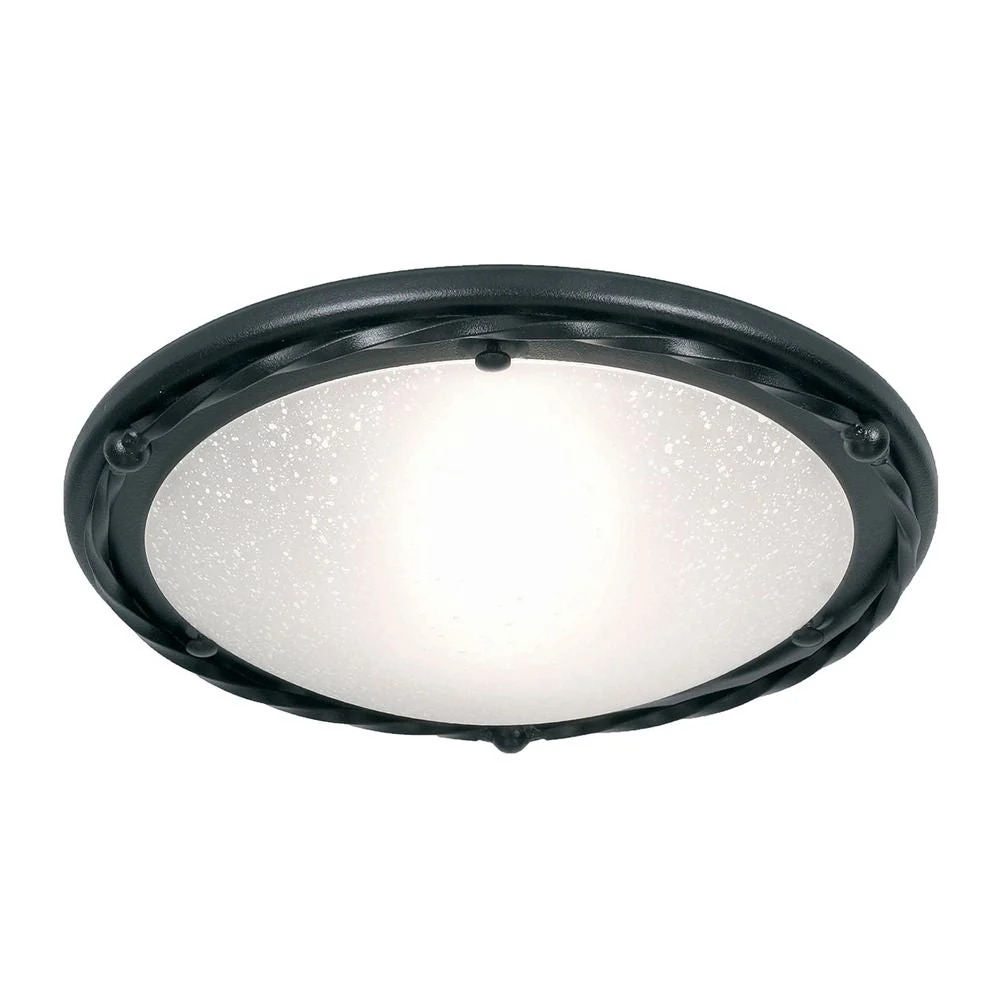Elstead Lighting (PB-F-B-BLACK) Einbauleuchte, handgeschmiedetes Eisen aus Pembroke, Glas, Fassung E27
