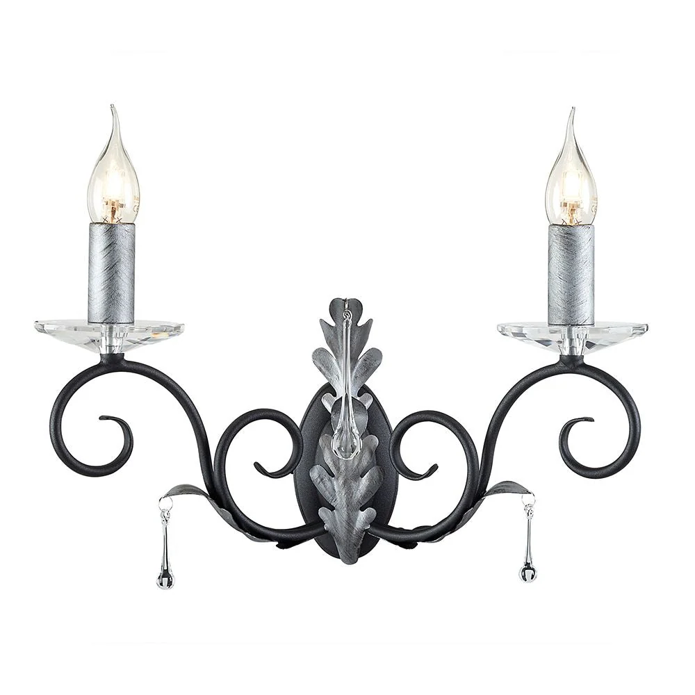 Wandleuchte Elstead Lighting (AML2-BLK-SILVER) Amarilli Stahl E14 2L