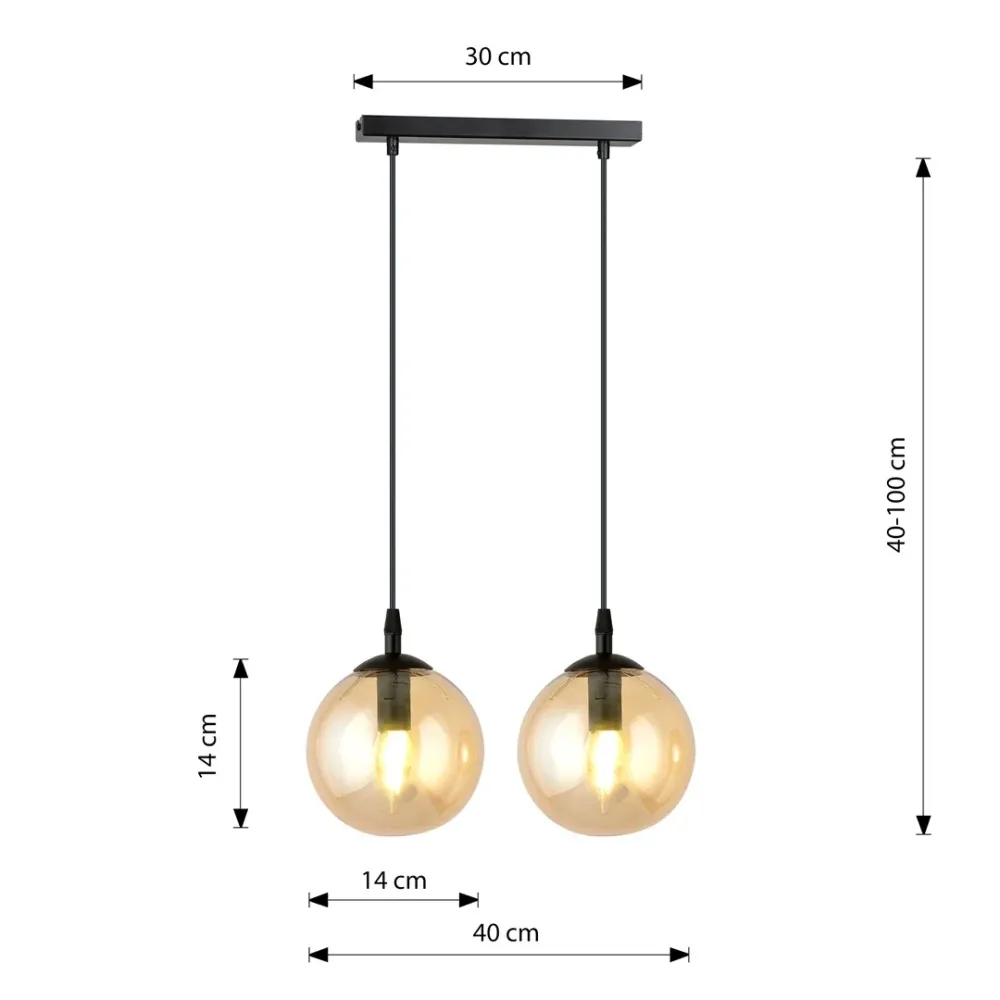 COSMO Pendelleuchte 2L, D14 schwarz, E14 Emibig