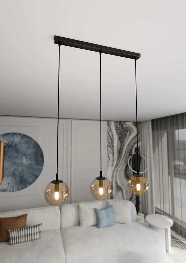 COSMO Pendelleuchte 3L, D14 schwarz, E14 Emibig
