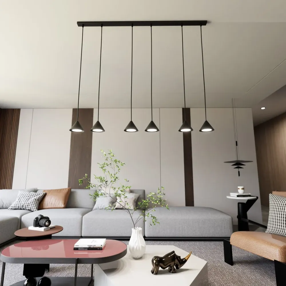 ELIT Pendelleuchte 6L, schwarz, GX53 Emibig