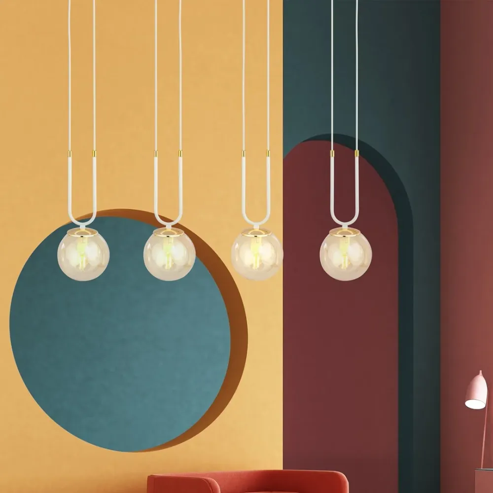 GLAM Pendelleuchte 4L, D14 weiß, E14 Emibig