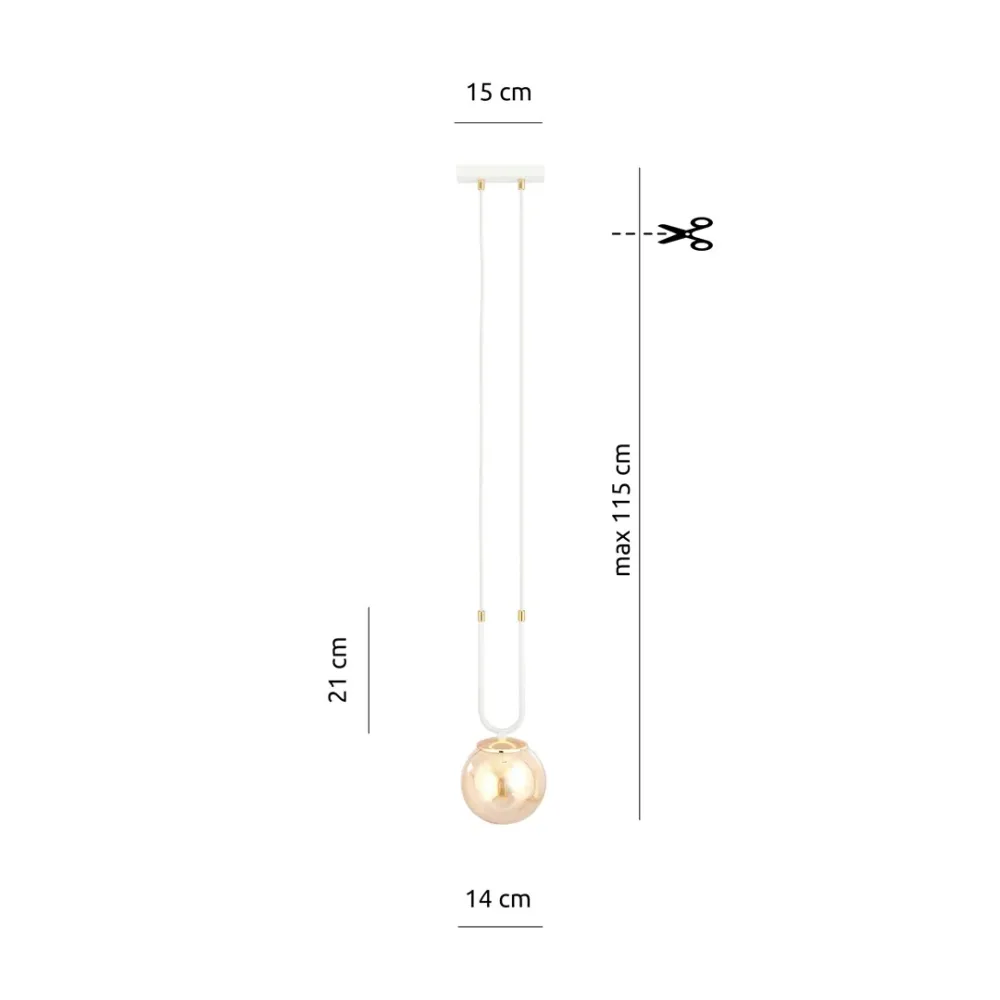 GLAM Pendelleuchte 1L, D14 weiß, E14 Emibig