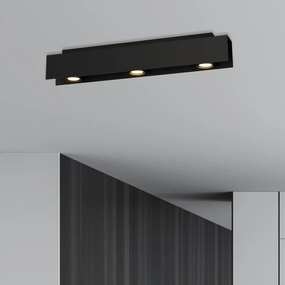 KENNO Deckenleuchte 3L, schwarz, GU10 Emibig