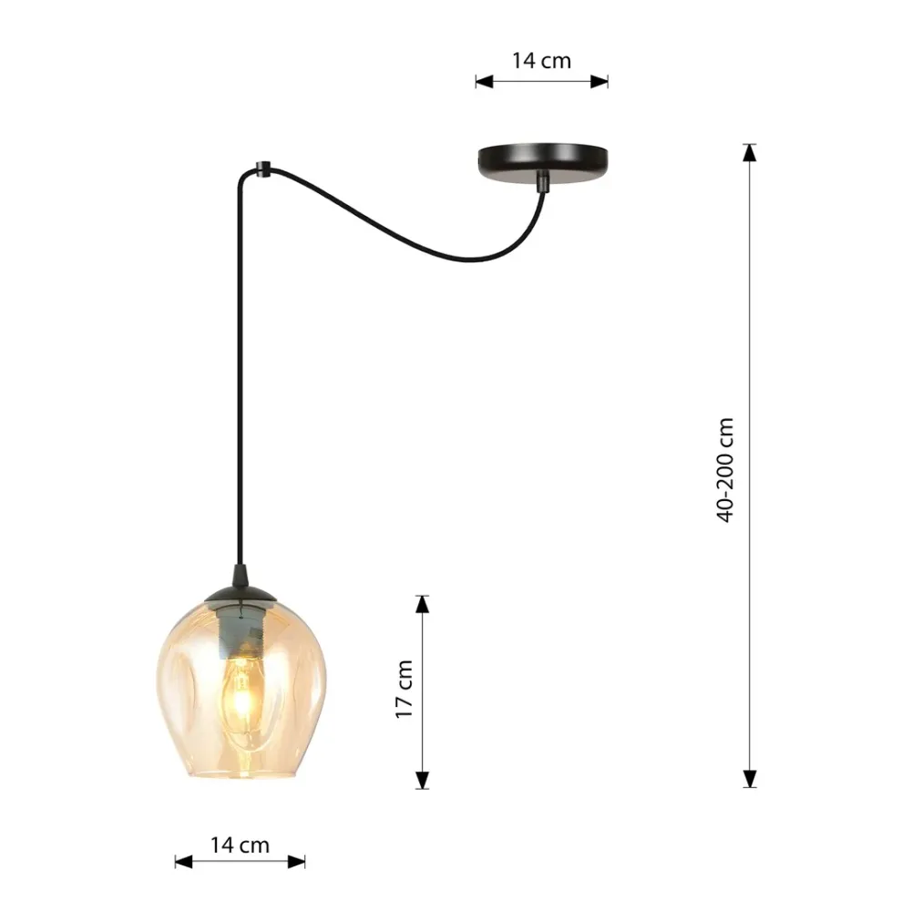 LEVEL Pendelleuchte 1L, D14 schwarz, E27 Emibig